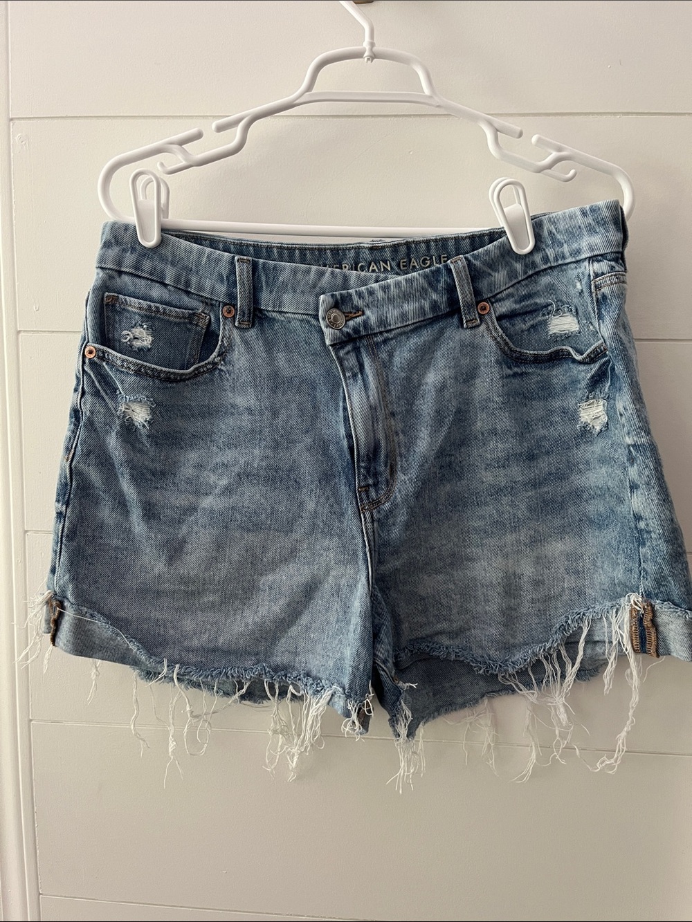 American Eagle Outfitters Distressed Light Blue Denim Cutoff Shorts
